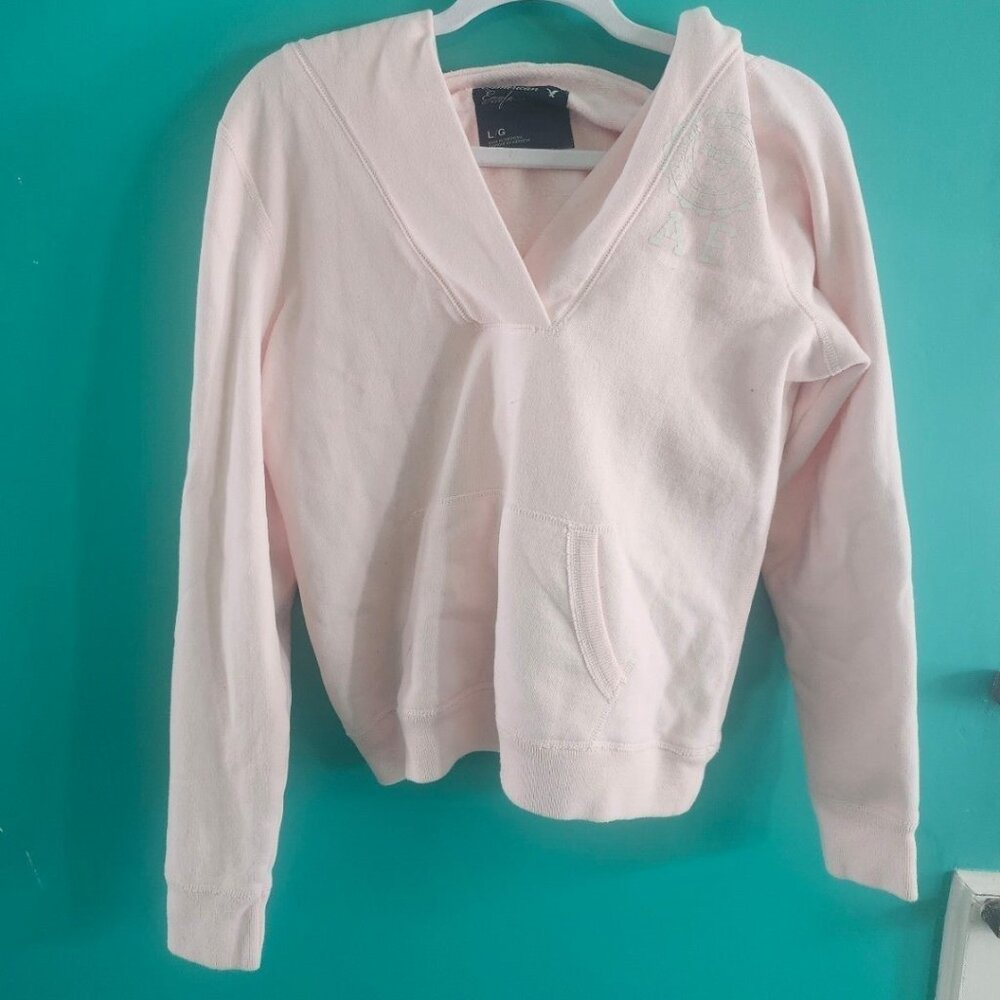 American Eagle Outfitters Size Large Pink Long Sleeve Hoodie Sweater